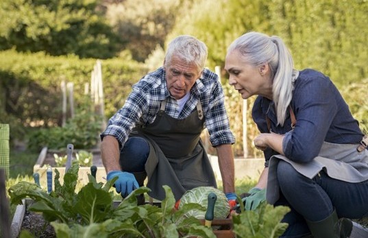 Mann und Frau im Garten